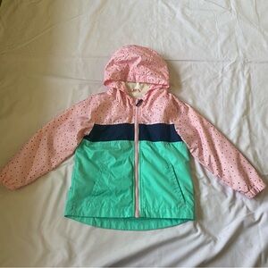 Kids Polka Dot Hooded Windbreaker- Pink and Green
